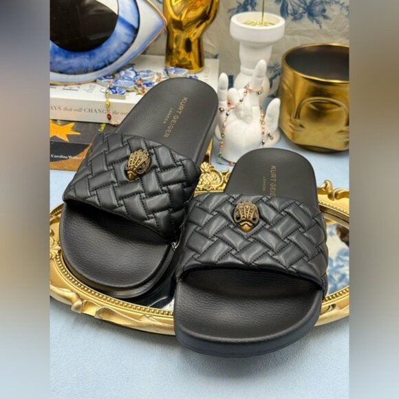 🆕 KURT GEIGER LONDON 🧿 NWOT Meena Eagle Slide, Quilted Black - Sz EU 41 US 10 - Picture 11 of 15